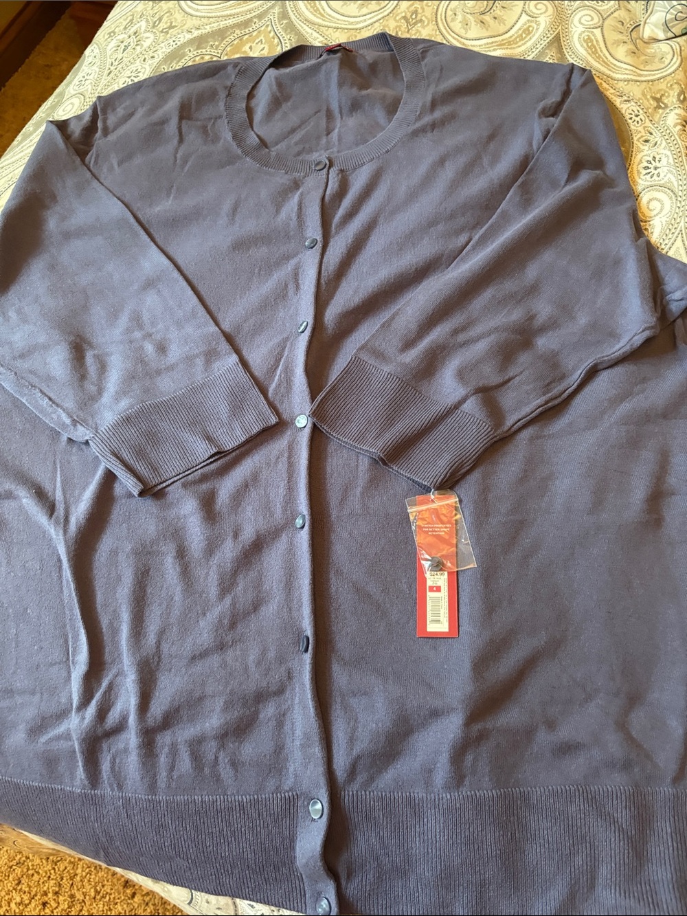 Women’s periwinkle merino cardigan 3/4 sleeve